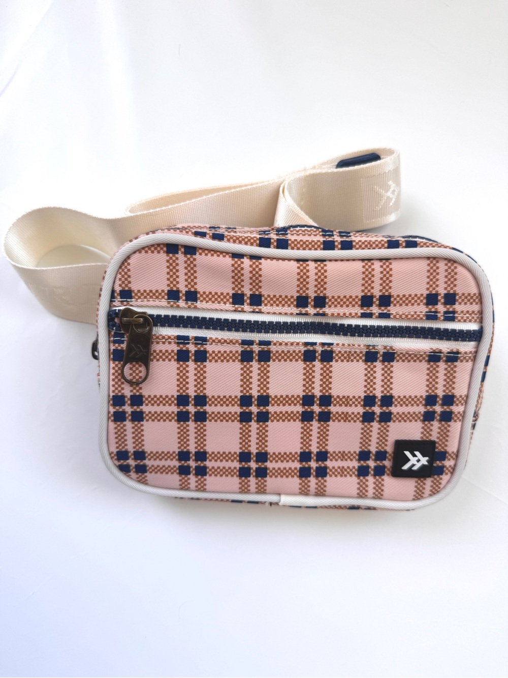 THREAD Willow Plaid Fanny Pack Belt Bag Pink Blue Adjustable Crossbody NWT